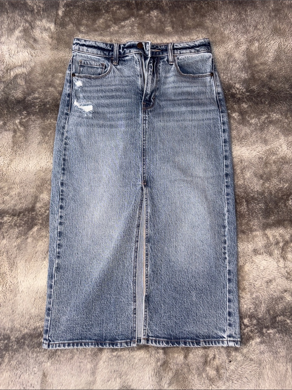 Windsor Light Blue Distressed Denim Midi Skirt ๐ NWOT - Picture 1 of 4